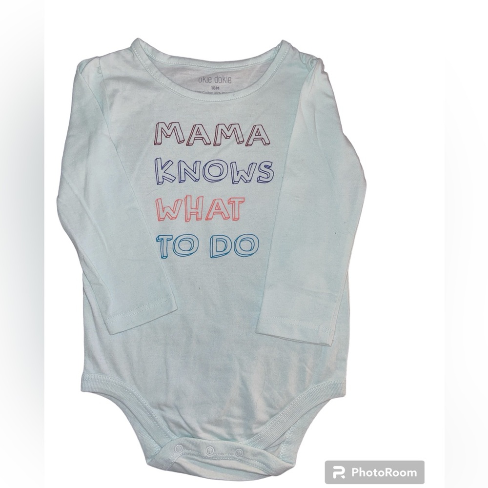 Okie Dokie light green long sleeve onesie 18m